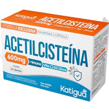 Imagem de KATIGUÁ Acetilcisteina Com Vitamina C D3 & Zinco Sem Sabor Katiguá 16 Cápsulas Rígidas • 16 Doses Branco