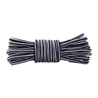 Imagem de 1 Par De Cadarços Redondos Para Botas, Cadarços Listrados De Cor Dupla Para Sapatos Casuais De Alta Gangue, Cadarços De Algodão(Color:White black,Size:150cm)