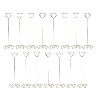 Imagem de Suporte para Número de Mesa de 15 Peças, Porta-cartões Em Formato de Coração de 22 Cm, Suporte para Fotos de Fio de Ferro, Porta-cartões de Mesa Pequenos, Porta-fotos (Prata)