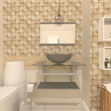 Imagem de Gabinete de Vidro 70cm com Cuba Redonda Prata