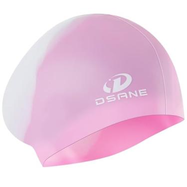 Imagem de Touca de natação feminina de silicone para cabelos longos, design ergonômico 3D, toucas de natação de silicone