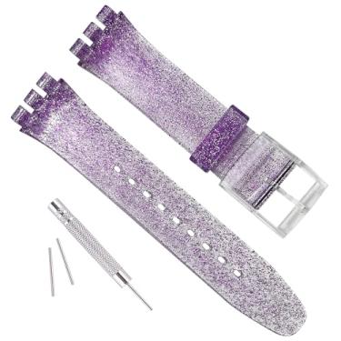 Imagem de Pulseira de relógio de borracha de silicone para substituição para Swatch (17 mm, 19 mm, 20 mm), 19mm, Silicone, Sem Pedra Preciosa