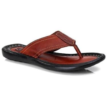 Imagem de Chinelo Masculino Couro Legítimo Casual Tabaco R12 - Tchwm Shoes