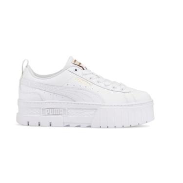 Imagem de PUMA Girl's Mayze Leather (Big Kid) Puma White/Puma Team Gold 4.5 Big Kid M