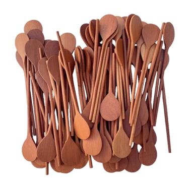 Imagem de Kit 24 Colher de pau para suco 17cm pequena madeira maciça