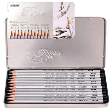 Imagem de Raffine Conjunto de lápis de grafite para desenhar, esboçar, escrever, caixa de presente de lata, conjunto de 12 graus -2H, H, F, HB, B, 2B, 3B, 4B, 5B, 6B, 7B e 8B (12 peças)