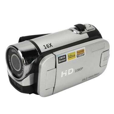 Imagem de Câmera digital D90 1080P 16MP, câmera anti-vibração de ponto e disparo, filmadora com tela giratória de 2,4 polegadas, filmadora com câmera digital portátil HD com zoom 16X (Silver)