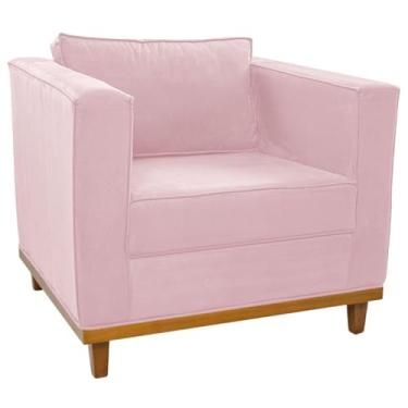 Imagem de Poltrona Decorativa Europa Suede Rosa Bebê AM Decor
