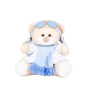 Imagem de Urso de Pelúcia Tedde Aviador 18 cm (BRANCO, CINZA E AZUL)