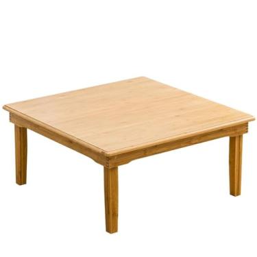 Imagem de Mesa de centro dobrável, mesa baixa de bambu estilo japonês, mesa de café quadrada com pernas dobráveis, mesa de jantar pequena dobrável para uso doméstico, mesa de Mahjong dobrável