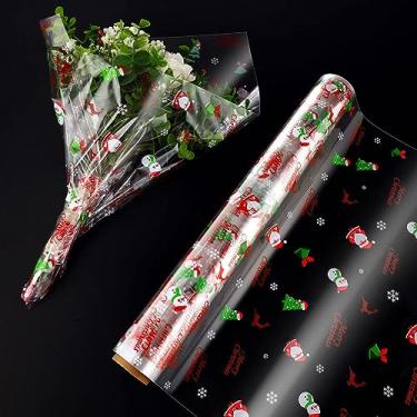 Imagem de Choisyin Rolo de papel de embrulho de celofane de Natal, embalagem transparente para cesta de presente, papel de embrulho grande de plástico transparente, filme de embrulho de celofane para alimentos