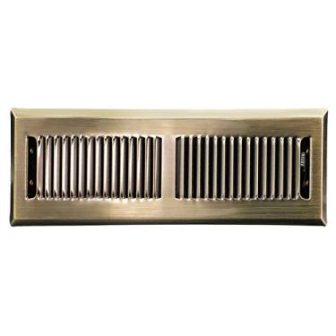 Imagem de HVAC Premium Grade de registro de piso moderna de 5 x 30 cm com amortecedores - Grade decorativa Contempo - Cobertura de duto de ventilação HVAC - Latão antigo
