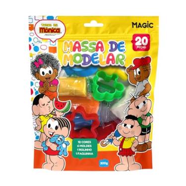 Imagem de Massa de Modelar - 12 Cores, 6 Moldes, 1 Rolinho e 1 Faquinha - Turma da Mônica