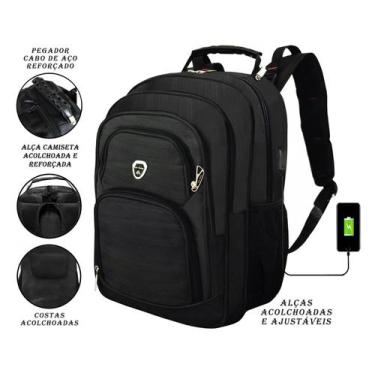 Imagem de Mochila Masculina Feminina Notebook Reforçada Impermeavel Saída USB/FO