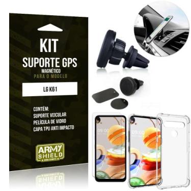 Imagem de Kit Suporte Veicular Magnético LG K61 Capinha Anti Impacto +Película V