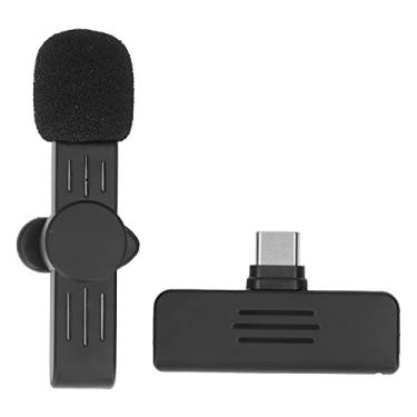 Imagem de Microfone de Lapela 2.4G 80m Distância de Transmissão Type C Preto Microfone de Rádio para Celular Microfone de Lapela para Transmissão Ao Vivo