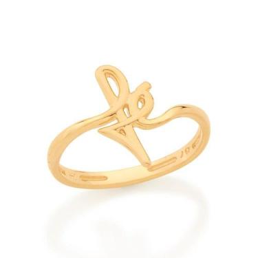 Imagem de Anel banhado ouro 3x 24k 18k e 22k feminino rommanel fino escrito fé 5