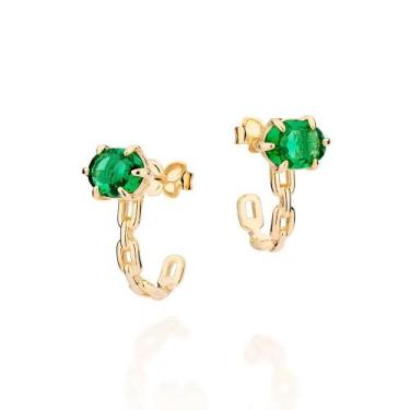 Imagem de Brincos banhado ouro 3x 24k 18k e 22k femininos meia argola corrente e
