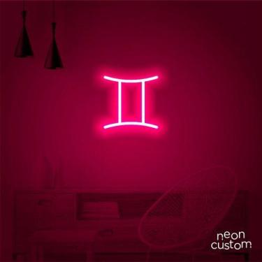 Imagem de luminaria letreiro Neon Led Signo Gêmeos 100x100 luminoso decoração p/