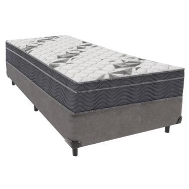 Imagem de Cama Box Solteiro Cinza e Colchão Airtech 100 D33 Ortobom