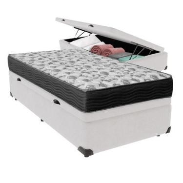 Imagem de Cama Box Baú Solteiro Branco e Colchão ISO 100 D33 Ortobom