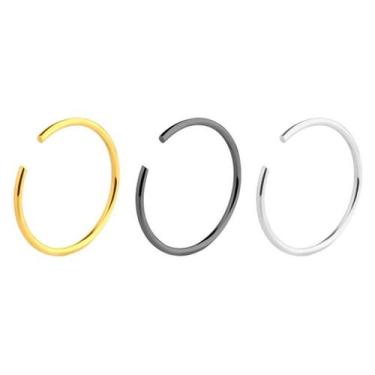 Imagem de Kit 3 piercing aço inox masculino argola nariz feminino moda prata dou