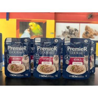 Imagem de Kit com 9 sachês Premier Gourmet Gatos Adultos Atum 70G