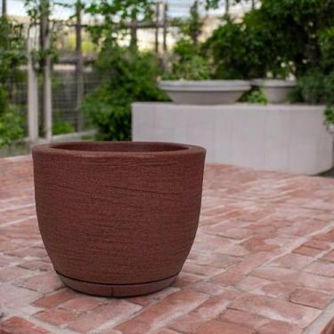 Imagem de Vaso de planta decorativo cone redondo textura grafiato com prato 25x2