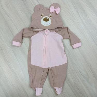 Imagem de Macacão com capuz bordado bichinhos - Bia melancia, Urso rosa, M