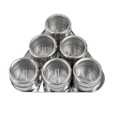 Imagem de Porta Condimento Inox Magnético Com 6 Porta Tempero