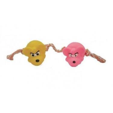 Imagem de Mordedor Pet Brinquedo Borracha Ratos Com Corda 26 Cm - J. Pet