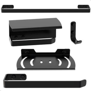 Imagem de Kit Acessórios Para Banheiro Preto Fosco 5 Peças Zmt - MetalCromo