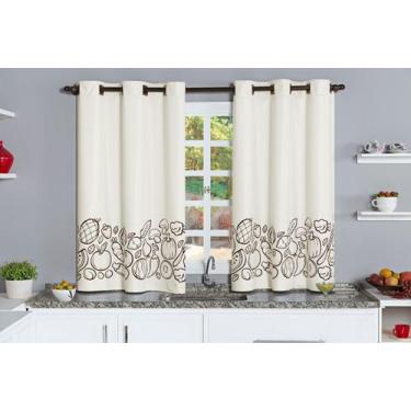 Imagem de Cortina Blecaute de PVC para Cozinha Estampado 2,20m x 1,30m Bege - Fe