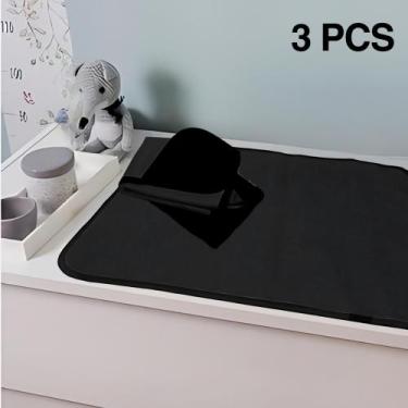 Imagem de 3 Protetores de Colchão 100x70 Absorventes Laváveis Preto para Desfral