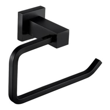 Imagem de Porta Papel Higiênico Metal Black Fosco Banheiro Papeleira Preto Rolo 