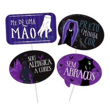Imagem de Kit Placas Divertidas Decorativas Wandinha 4Un - Festcolor