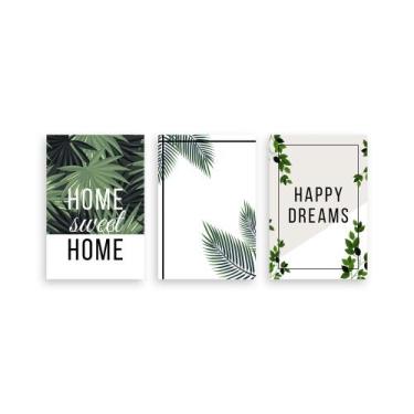 Imagem de Kit 3 Placa Decorativa Quadro Home Sweet Home Lar Doce Lar Happy Dream