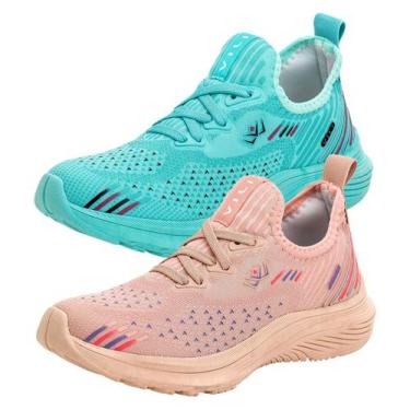 Imagem de Kit 2 Pares Tênis Vili Feminino para Caminhada Academia, 34, Nude, Ver