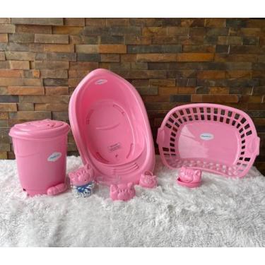 Imagem de Banheira de bebe com saboneteira porta algodão e porta cotonete porta 