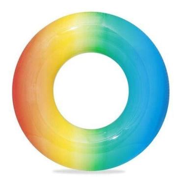 Imagem de Boia Inflável Arco Irís Redonda Azul e Laranja - Bestway