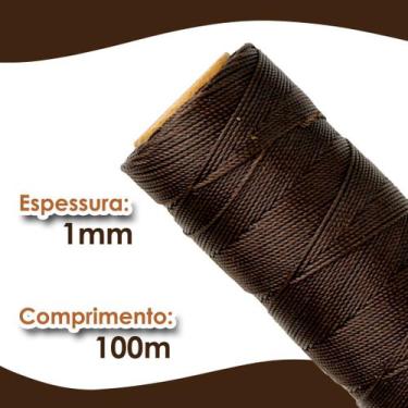 Imagem de Cordão Encerado 1mm - Fio Cordone Marrom Café  - 100 Metros - Nybc