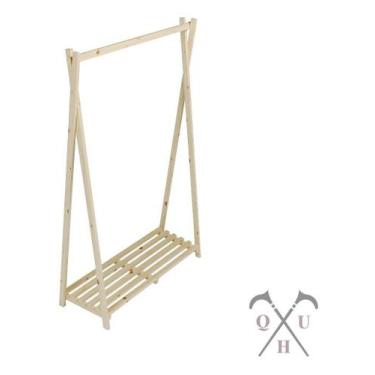 Imagem de Cabideiro Reforçada Minimalista 100% Pinus Casacos Oferta - Technox