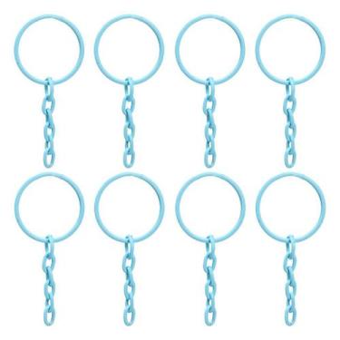 Imagem de Argola Com Corrente Para Chaveiro Azul Bebê - 100 Uni