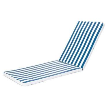 Imagem de Almofada Espreguiçadeira Colchonete Branco E Azul Listrada - Jlv