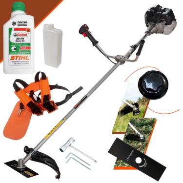 Imagem de Roçadeira Anmax CG430-B À Gasolina 2T 43cc 1,7HP 12.000rpm Cortador de Grama Lateral Com Carretel de Nylon e Faca 2 Pontas + ÓLEO STIHL 2 TEMPOS