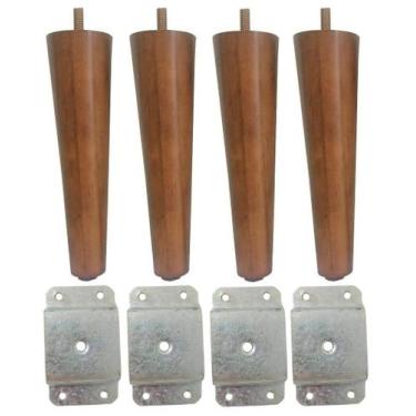 Imagem de 4 Pe Palito 25cm Marrom Claro Chapa Reta Para Móveis - Jthome, Amêndoa