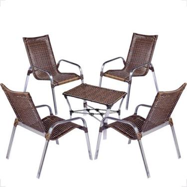 Imagem de Conjunto 4 Cadeiras e Mesa de Centro Alumínio Para Área Externa Fortal