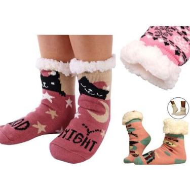 Imagem de Meia Pantufa Infantil Bebê: Lã Forrada com Pelúcia e Solado Antiderrap