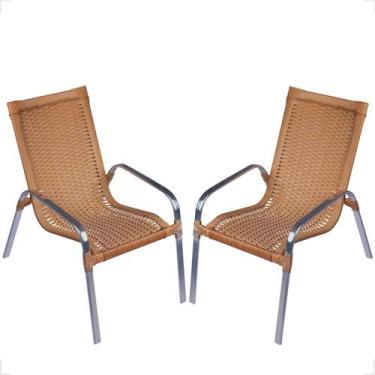 Imagem de Kit 2 Cadeiras De Alumínio Para Área Externa Fortaleza Fibra Sintética