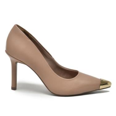 Imagem de Sapato Feminino Salto Alto Fino Via Marte Marrom, Frapuccino, Dourado,